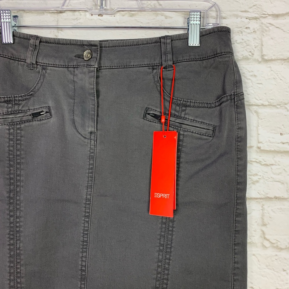 ESPIRIT Gray Pencil Zipper Pocket Mini Skirt NWT - Picture 3 of 8